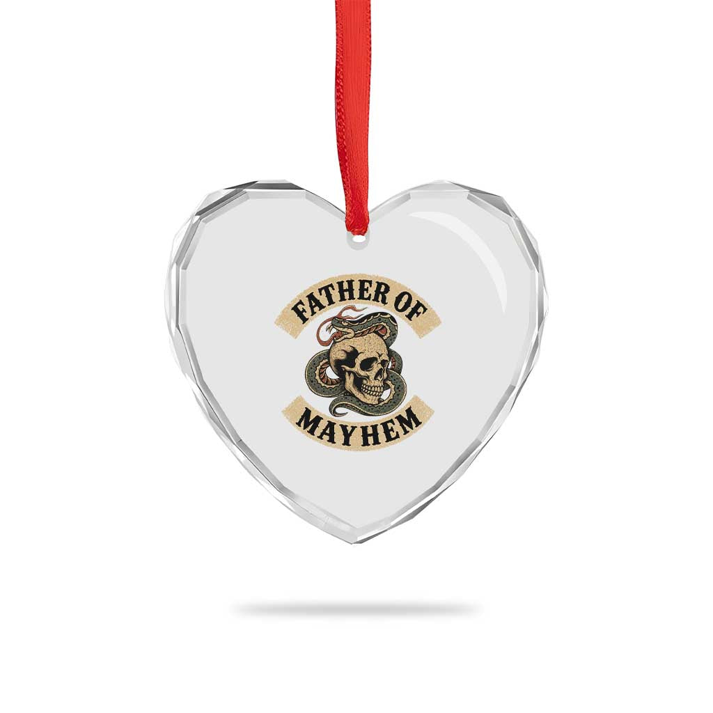 Father Of Mayhem Heart Crystal Glass Ornament Dad Snake Skull Fathers Day
