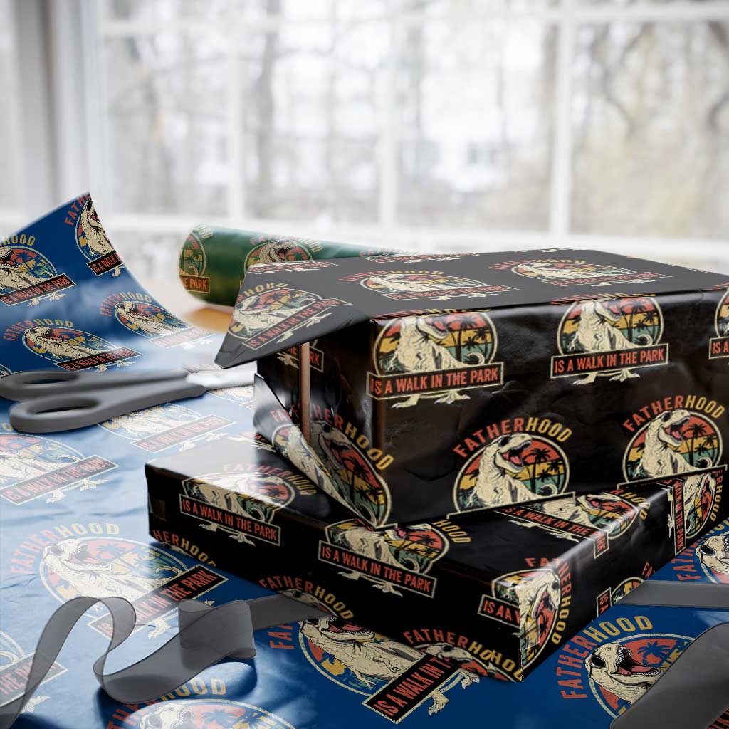 Fatherhood Is A Walk In The Park Dinosaur Dad Wrapping Paper Roll TS11 Black Print Your Wear