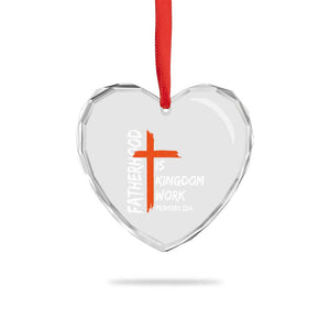 Fatherhood Is Kingdom Work Heart Crystal Glass Ornament Vintage Christian Dad Cross Bible Verse