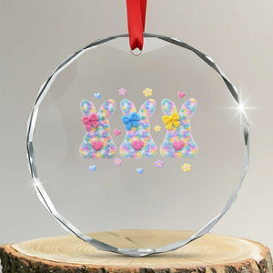Faux Yarn Easter Bunny Effect Printed Crystal Glass Ornament Coquette Aesthetic Gift TS12 Transparent Glass 3'' Circle Print Your Wear
