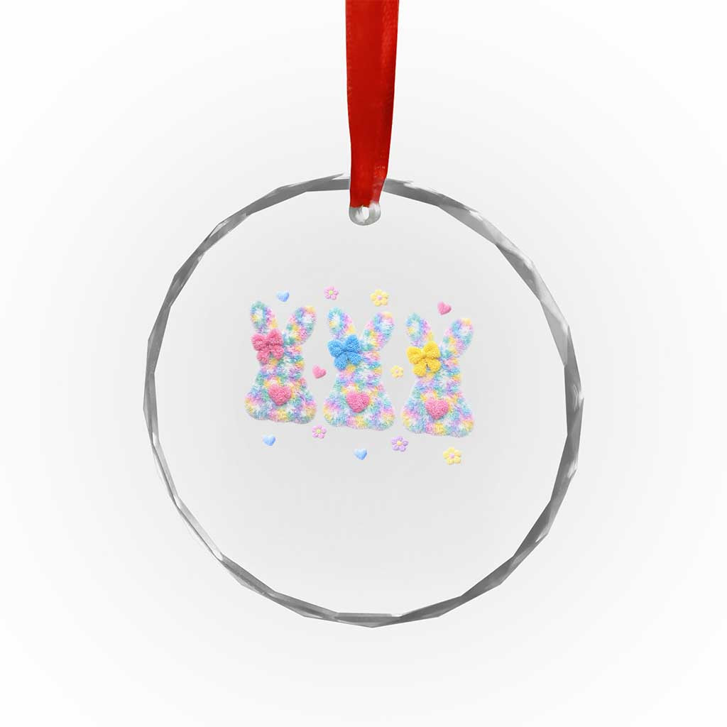 Faux Yarn Easter Bunny Effect Printed Crystal Glass Ornament Coquette Aesthetic Gift TS12 Print Your Wear