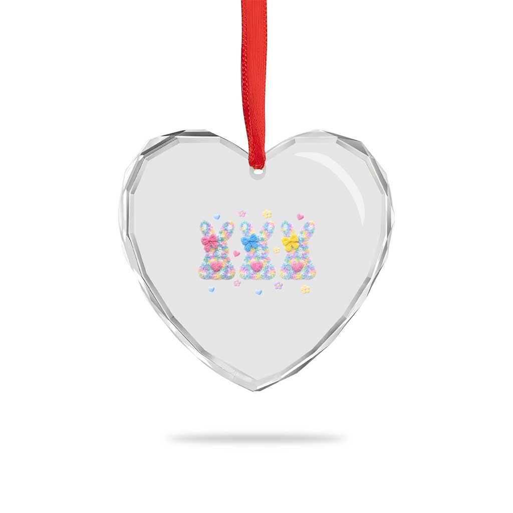 Faux Yarn Easter Bunny Effect Printed Heart Crystal Glass Ornament Coquette Aesthetic Gift TS12 Print Your Wear