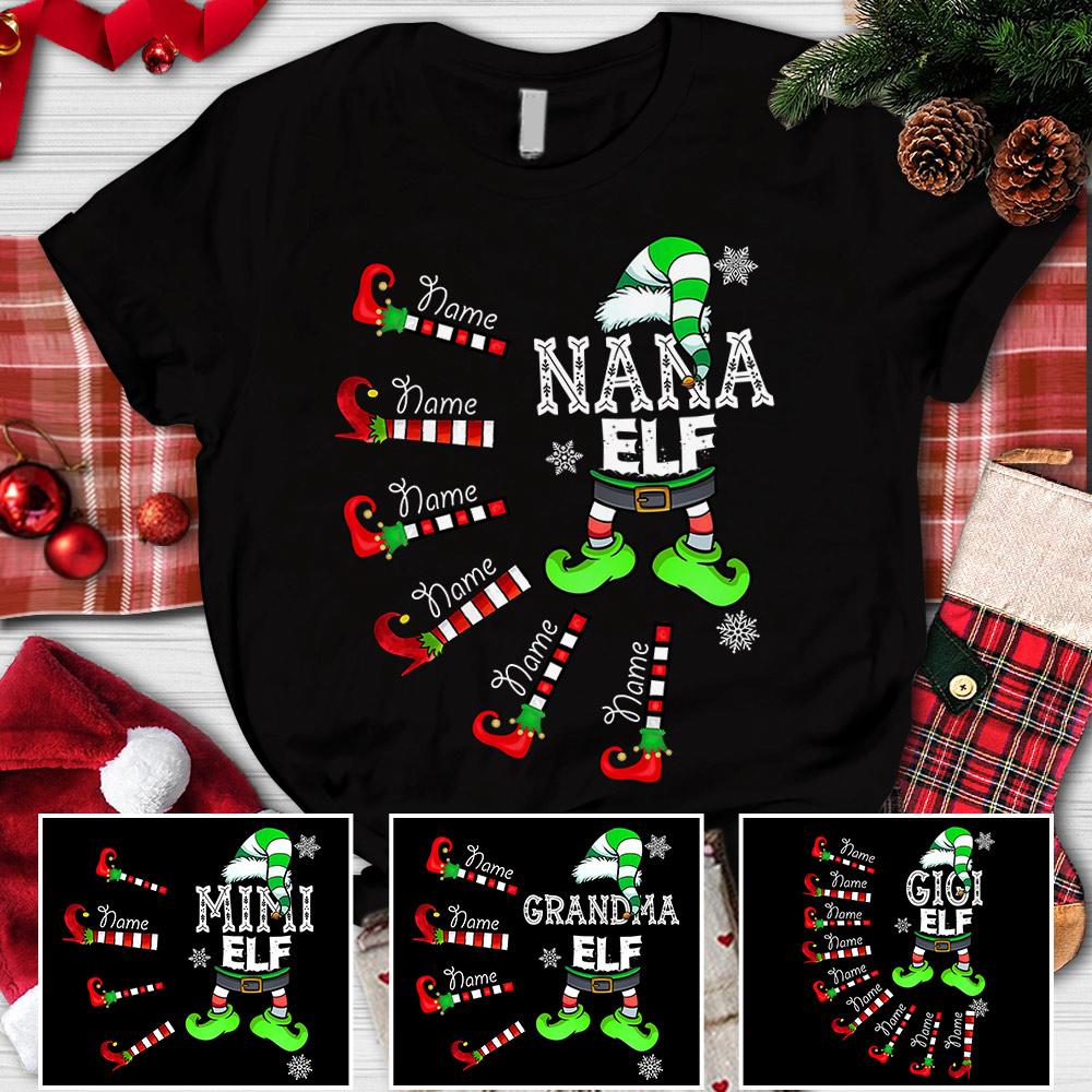 Custom JP Shirt Nana Elf, Funny Grandma Nana Mimi CTM Youth Custom - Printyourwear