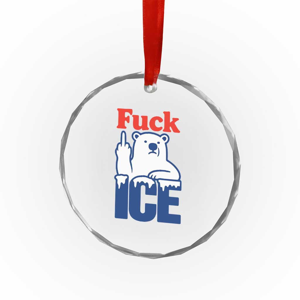 Fck Ice Crystal Glass Ornament Get The Fck Out Of Minneapolis Polar Bear TS10 Print Your Wear