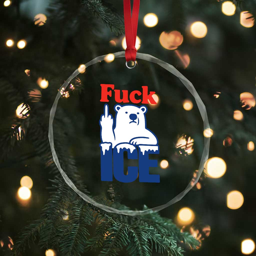 Fck Ice Crystal Glass Ornament Get The Fck Out Of Minneapolis Polar Bear TS10 Print Your Wear