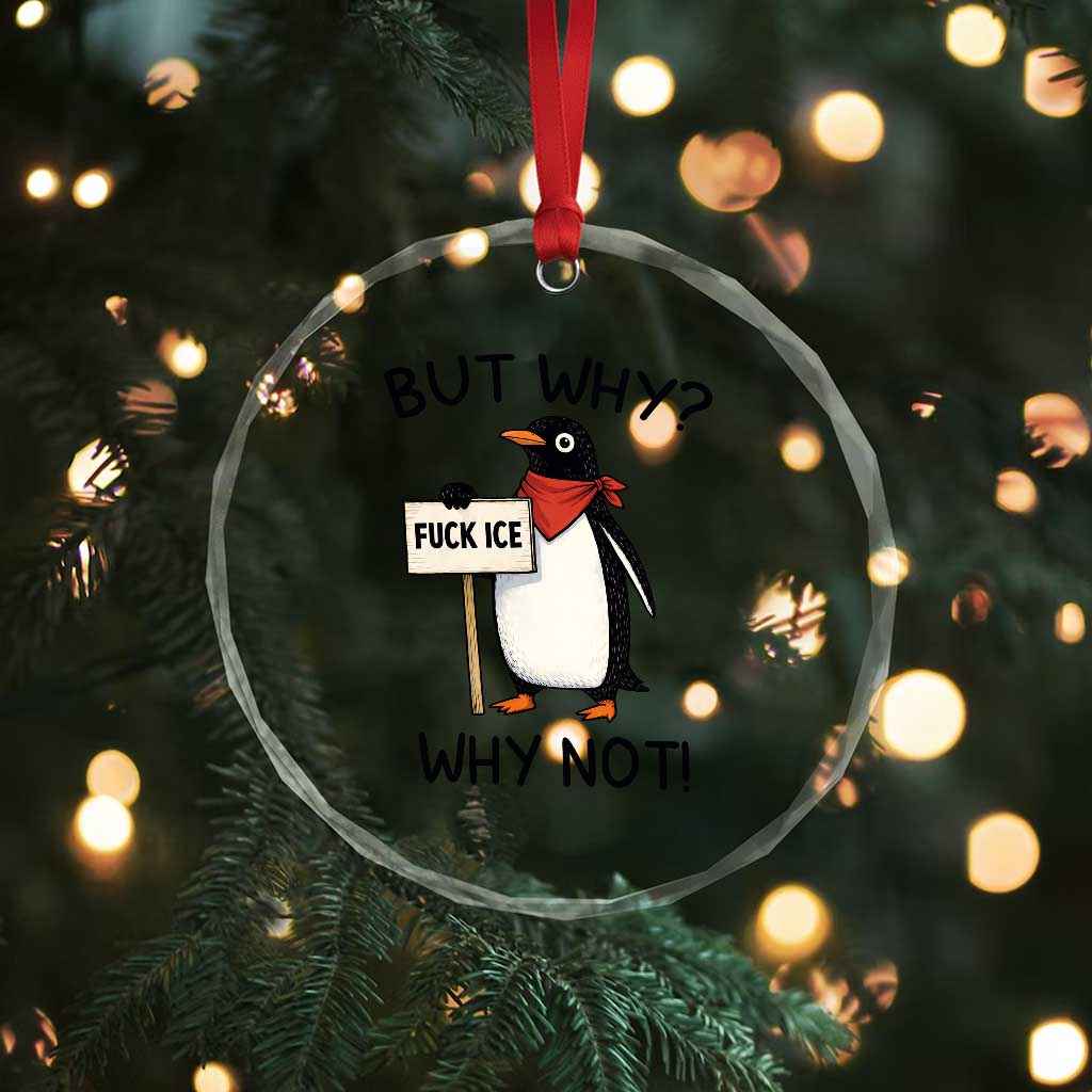 Fck ICE Crystal Glass Ornament Nihilist Penguin Anti-Government Meme TS14 Print Your Wear