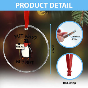 Fck ICE Crystal Glass Ornament Nihilist Penguin Anti-Government Meme TS14 Print Your Wear