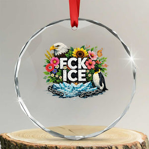 Fck Ice Crystal Glass Ornament Retro Floral FDT Protest Satirical Graphic TS10 Transparent Glass 3'' Circle Print Your Wear