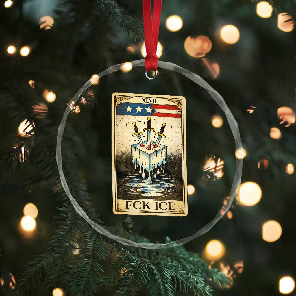 Fck Ice Crystal Glass Ornament Retro Tarot Card FDT Protest Satirical Graphic TS10 Print Your Wear