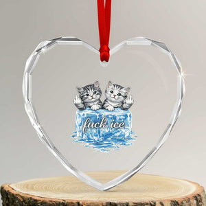 Fck Ice Heart Crystal Glass Ornament Cute Cat Melting Ice Pro Immigrant TS11 Transparent Glass 3'' Heart Print Your Wear