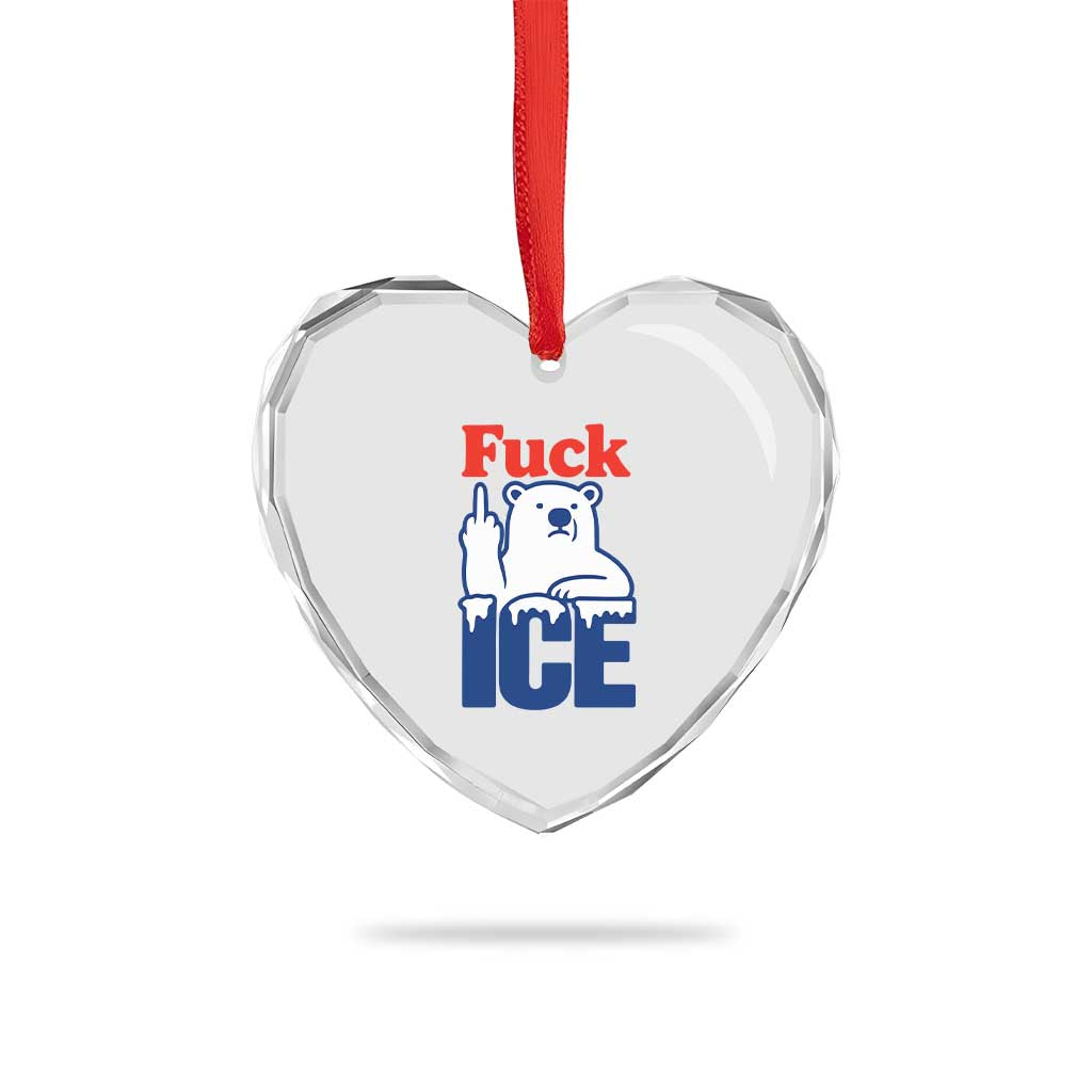 Fck Ice Heart Crystal Glass Ornament Get The Fck Out Of Minneapolis Polar Bear TS10 Print Your Wear