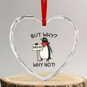 Fck ICE Heart Crystal Glass Ornament Nihilist Penguin Anti-Government Meme TS14 Transparent Glass 3'' Heart Print Your Wear