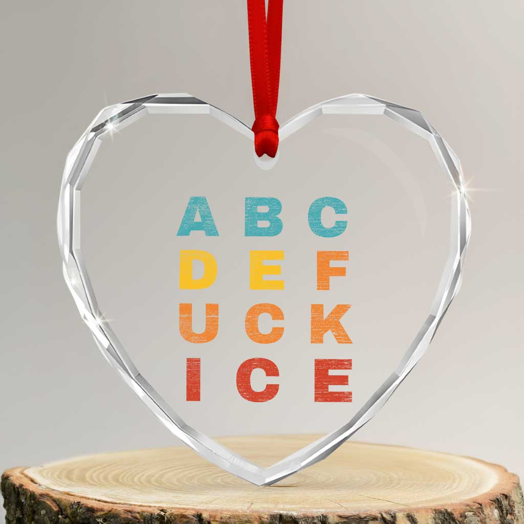 Fck Ice Heart Crystal Glass Ornament Retro Protest Chinga La Migra Subtle FDT TS10 Transparent Glass 3'' Heart Print Your Wear