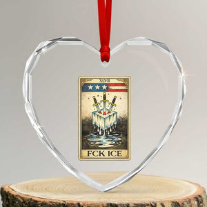 Fck Ice Heart Crystal Glass Ornament Retro Tarot Card FDT Protest Satirical Graphic TS10 Transparent Glass 3'' Heart Print Your Wear