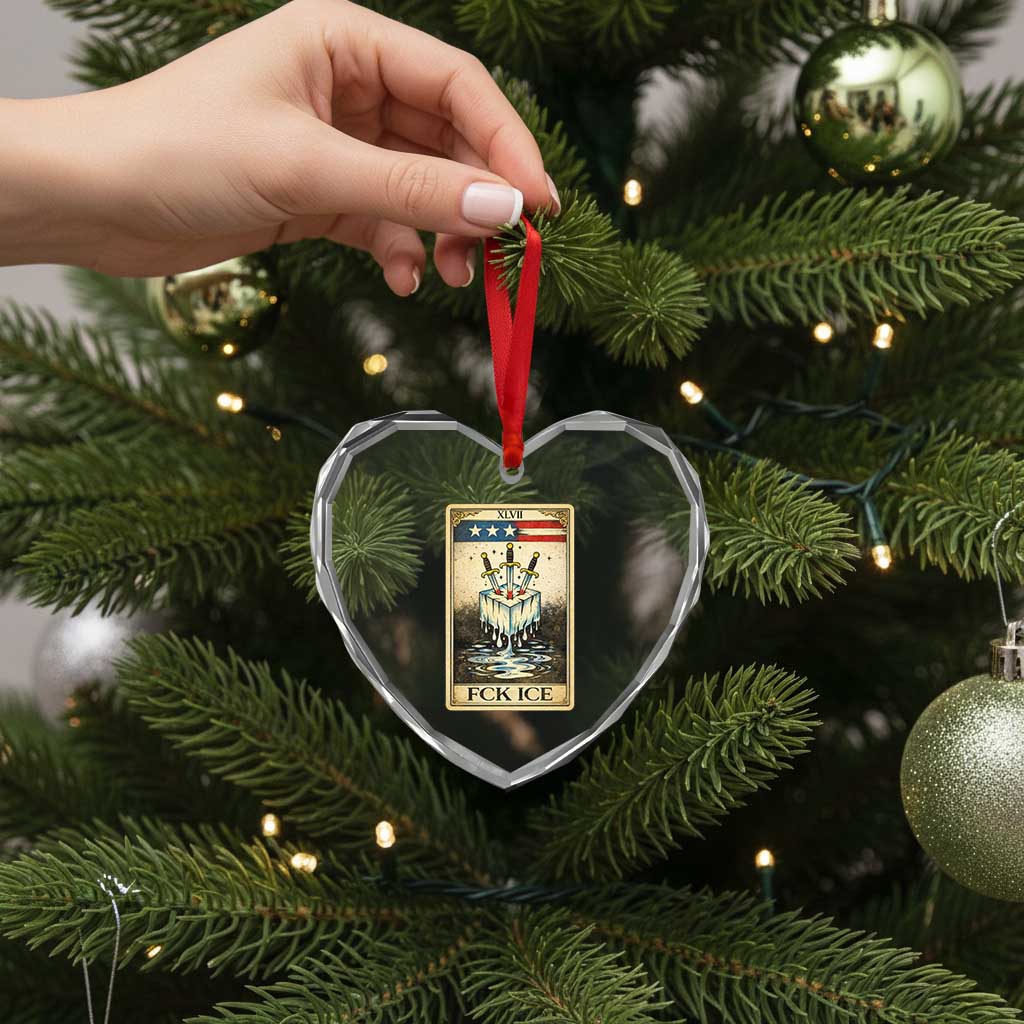 Fck Ice Heart Crystal Glass Ornament Retro Tarot Card FDT Protest Satirical Graphic TS10 Print Your Wear
