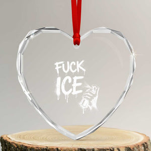 Fck Ice Heart Crystal Glass Ornament Vintage Graffiti No Human is Illegal TS10 Transparent Glass 3'' Heart Print Your Wear