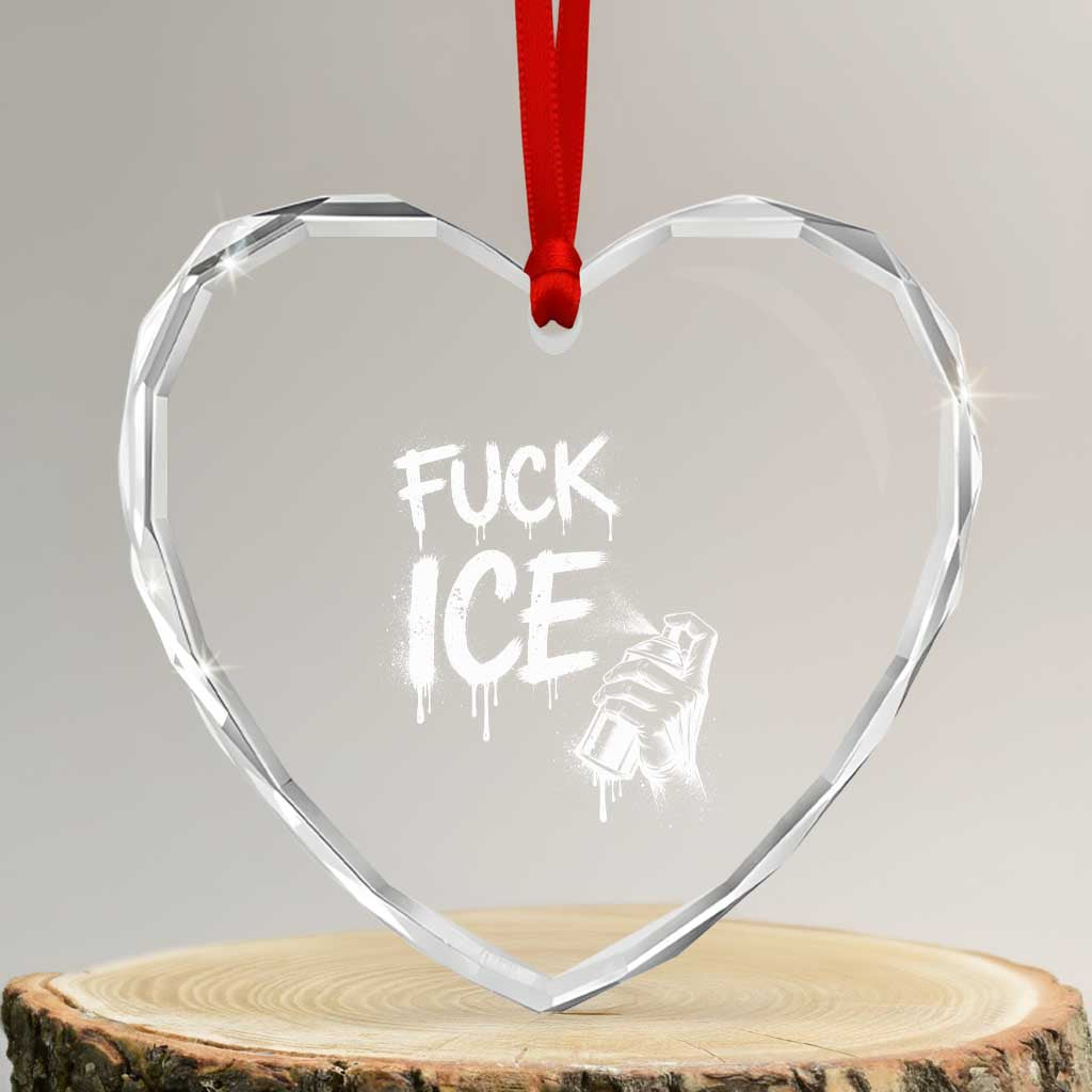 Fck Ice Heart Crystal Glass Ornament Vintage Graffiti No Human is Illegal TS10 Transparent Glass 3'' Heart Print Your Wear
