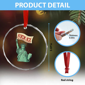 Fck Ice No Human Is Illegal Crystal Glass Ornament Statue of Liberty Anti ICE Immigration Human Rights Protest TS14 Print Your Wear