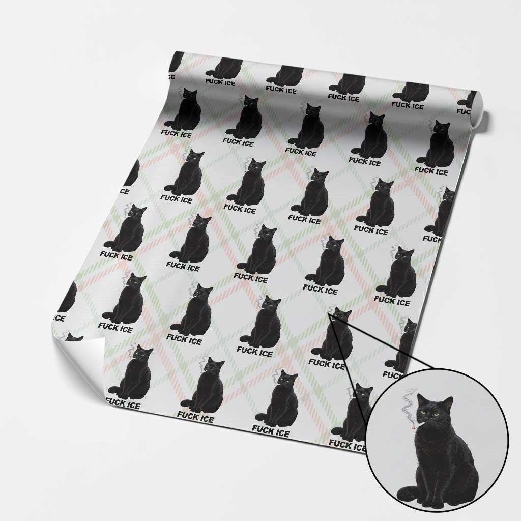Fck Ice Smoking Cat Wrapping Paper Roll Subtle FDT Black Cat Meme TS10 Christmas Plaid Print Your Wear