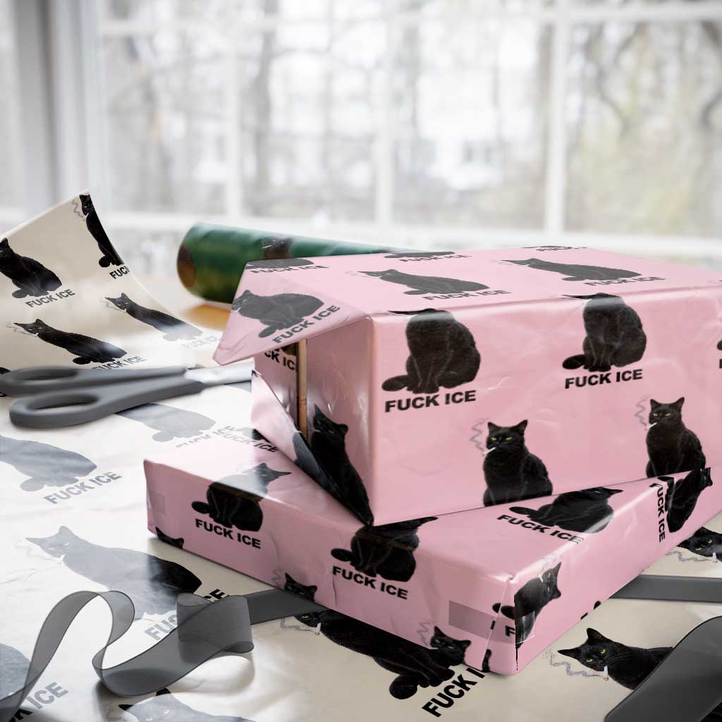 Fck Ice Smoking Cat Wrapping Paper Roll Subtle FDT Black Cat Meme TS10 Light Pink Print Your Wear