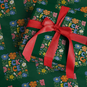 Fck Ice Wrapping Paper Roll Funny Boho Floral Resist Retro Pro Immigration TS10 Green Print Your Wear