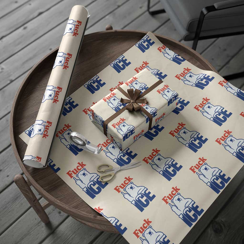 Fck Ice Wrapping Paper Roll Get The Fck Out Of Minneapolis Polar Bear TS10 Beige Print Your Wear