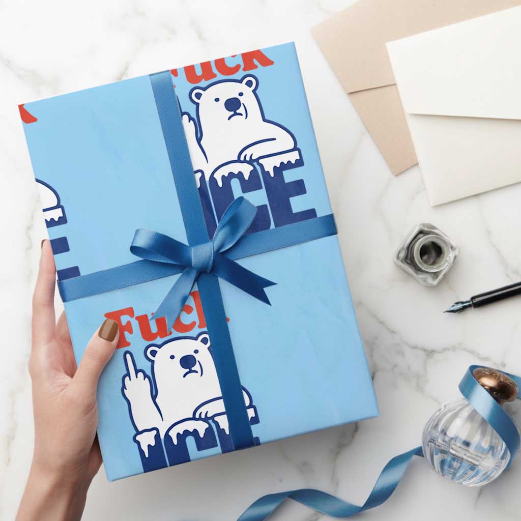Fck Ice Wrapping Paper Roll Get The Fck Out Of Minneapolis Polar Bear TS10 Light Blue Print Your Wear
