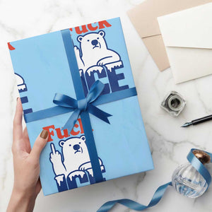 Fck Ice Wrapping Paper Roll Get The Fck Out Of Minneapolis Polar Bear TS10 Light Blue Print Your Wear