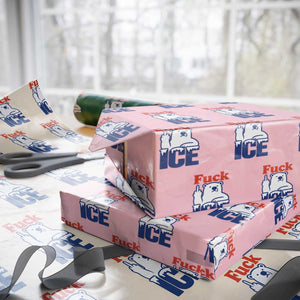 Fck Ice Wrapping Paper Roll Get The Fck Out Of Minneapolis Polar Bear TS10 Light Pink Print Your Wear