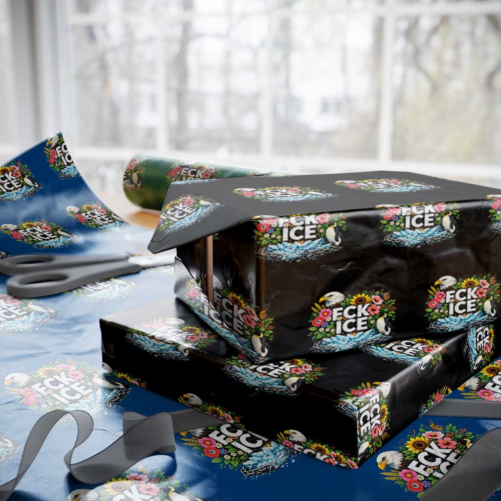 Fck Ice Wrapping Paper Roll Retro Floral FDT Protest Satirical Graphic TS10 Black Print Your Wear