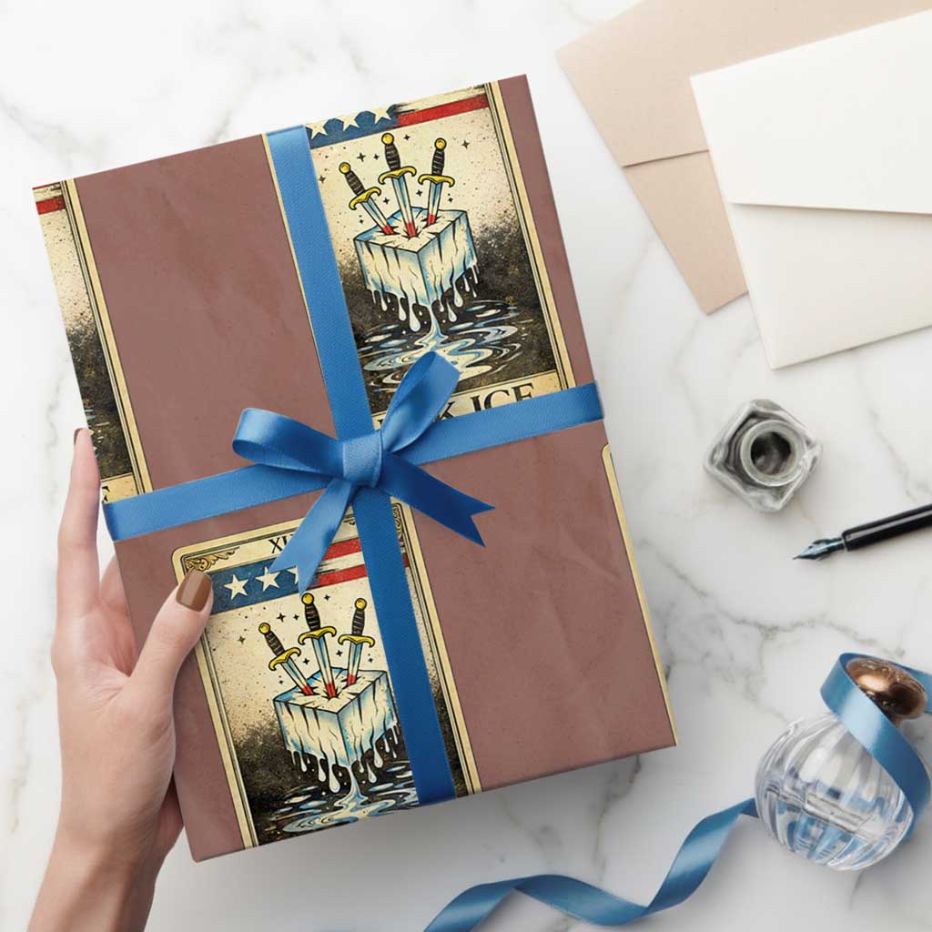 Fck Ice Wrapping Paper Roll Retro Tarot Card FDT Protest Satirical Graphic TS10 Mocha Print Your Wear