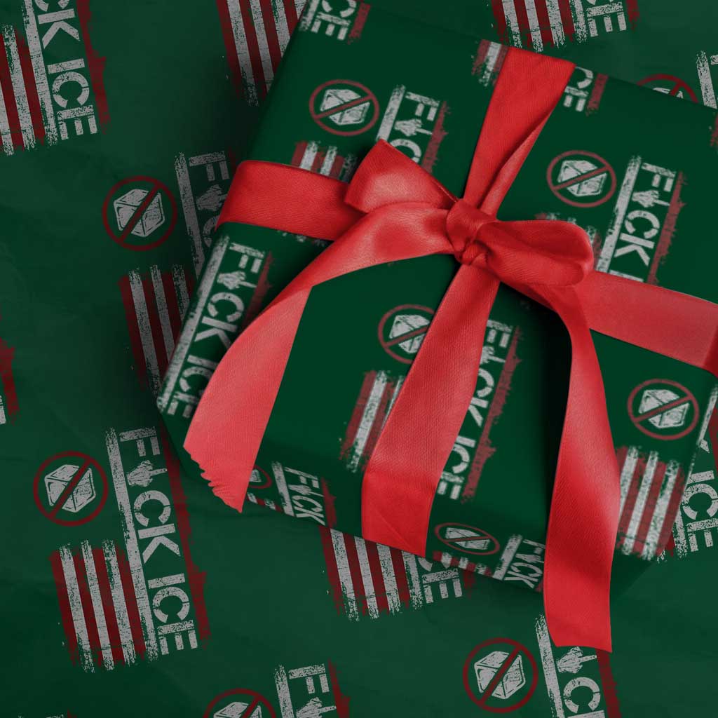 Fck Ice Wrapping Paper Roll Retro US Flag Subtle FDT Protest TS10 Green Print Your Wear