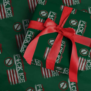 Fck Ice Wrapping Paper Roll Retro US Flag Subtle FDT Protest TS10 Green Print Your Wear