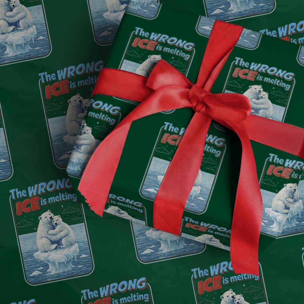 Fck Ice Wrapping Paper Roll The Wrong Ice Is Melting Polar Bear Social Justice TS10 Green Print Your Wear