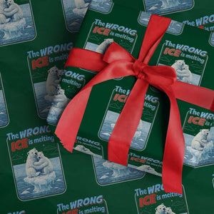 Fck Ice Wrapping Paper Roll The Wrong Ice Is Melting Polar Bear Social Justice TS10 Green Print Your Wear