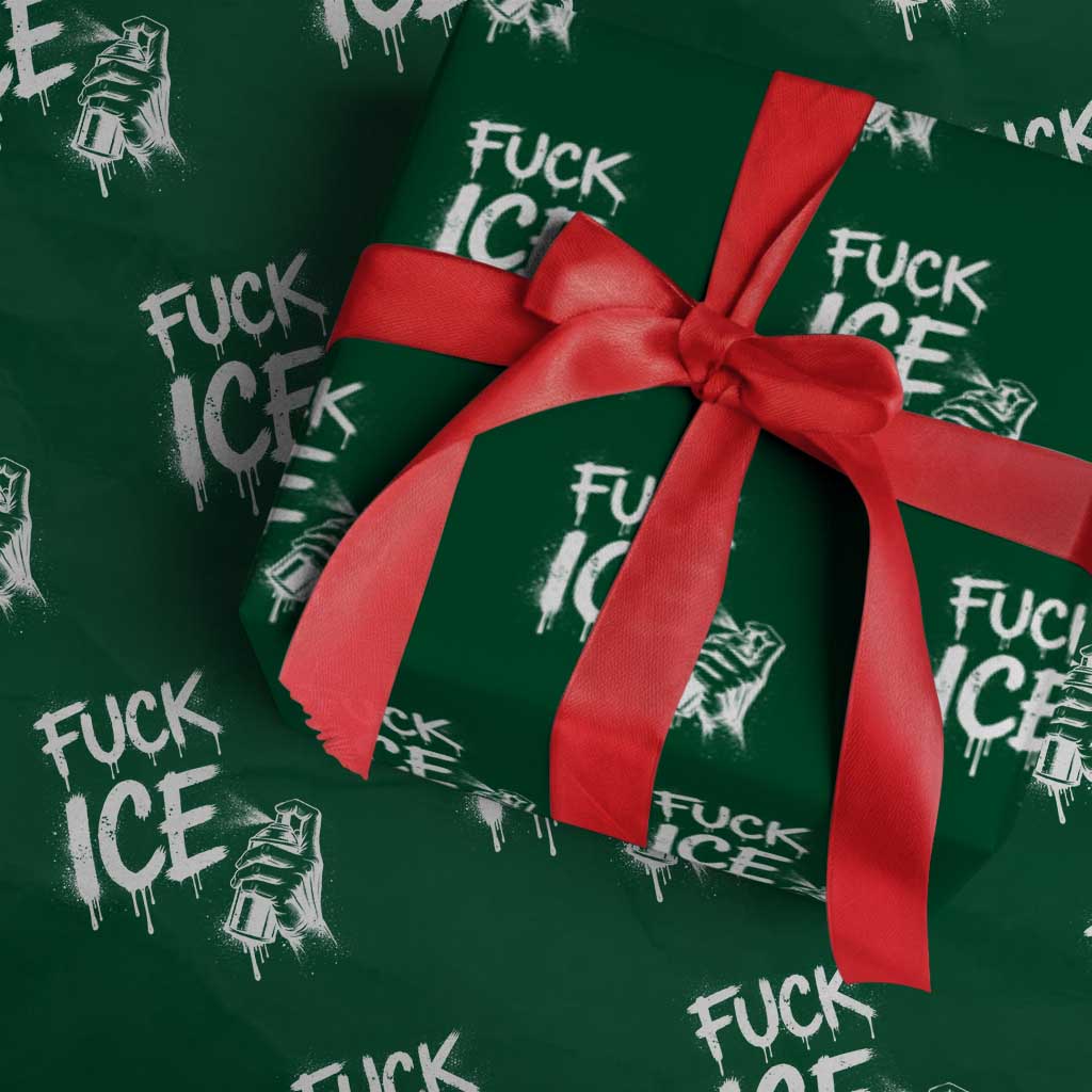 Fck Ice Wrapping Paper Roll Vintage Graffiti No Human is Illegal TS10 Green Print Your Wear