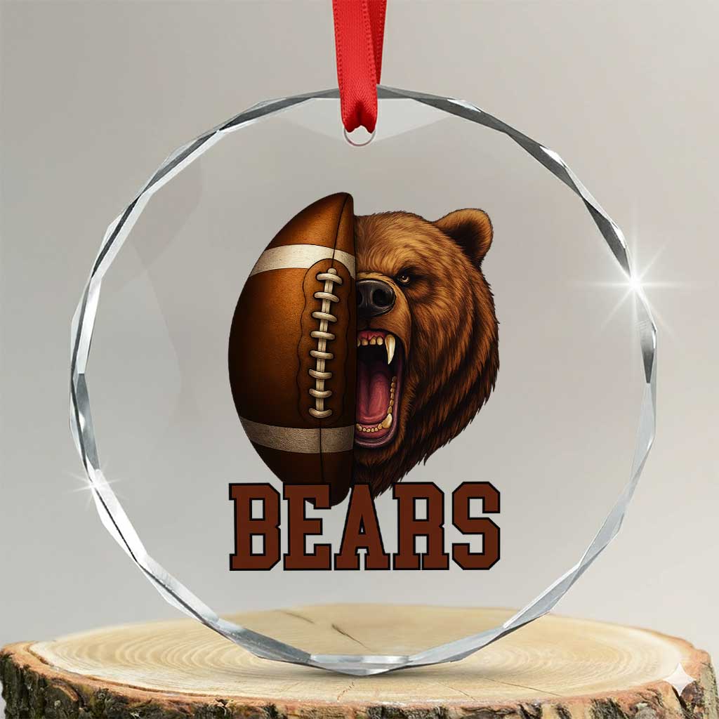 Fear The Bear Football Crystal Glass Ornament Game Day Sports Fan Gift TS12 Transparent Glass 3'' Circle Print Your Wear