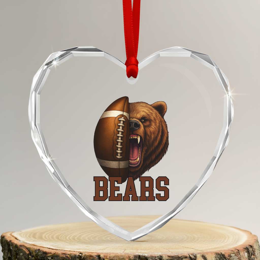 Fear The Bear Football Heart Crystal Glass Ornament Game Day Sports Fan Gift TS12 Transparent Glass 3'' Heart Print Your Wear