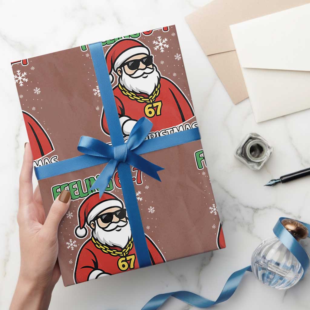 Feeling 67 This Christmas Wrapping Paper Roll Funny Cool Santa Six Seven Meme Holiday TS02 Mocha Print Your Wear