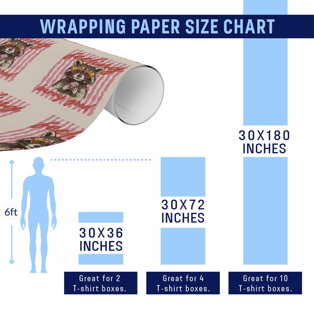 Feeling Berry Good Wrapping Paper Roll Funny Raccoon Strawberry Summer Vibes TS14 Print Your Wear