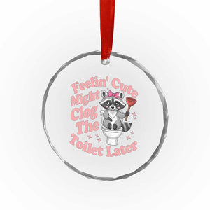 Feeling Cute Might Clog Toilet Later Crystal Glass Ornament Funny Raccoon TS12 Print Your Wear
