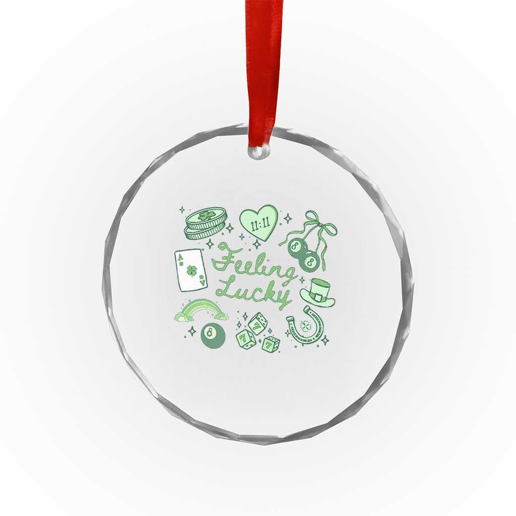 Feeling Lucky St Patricks Day Coquette Shamrock Crystal Glass Ornament TS11 Print Your Wear