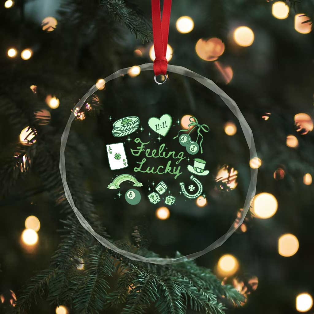 Feeling Lucky St Patricks Day Coquette Shamrock Crystal Glass Ornament TS11 Print Your Wear