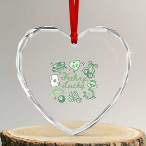 Feeling Lucky St Patricks Day Coquette Shamrock Heart Crystal Glass Ornament TS11 Transparent Glass 3'' Heart Print Your Wear