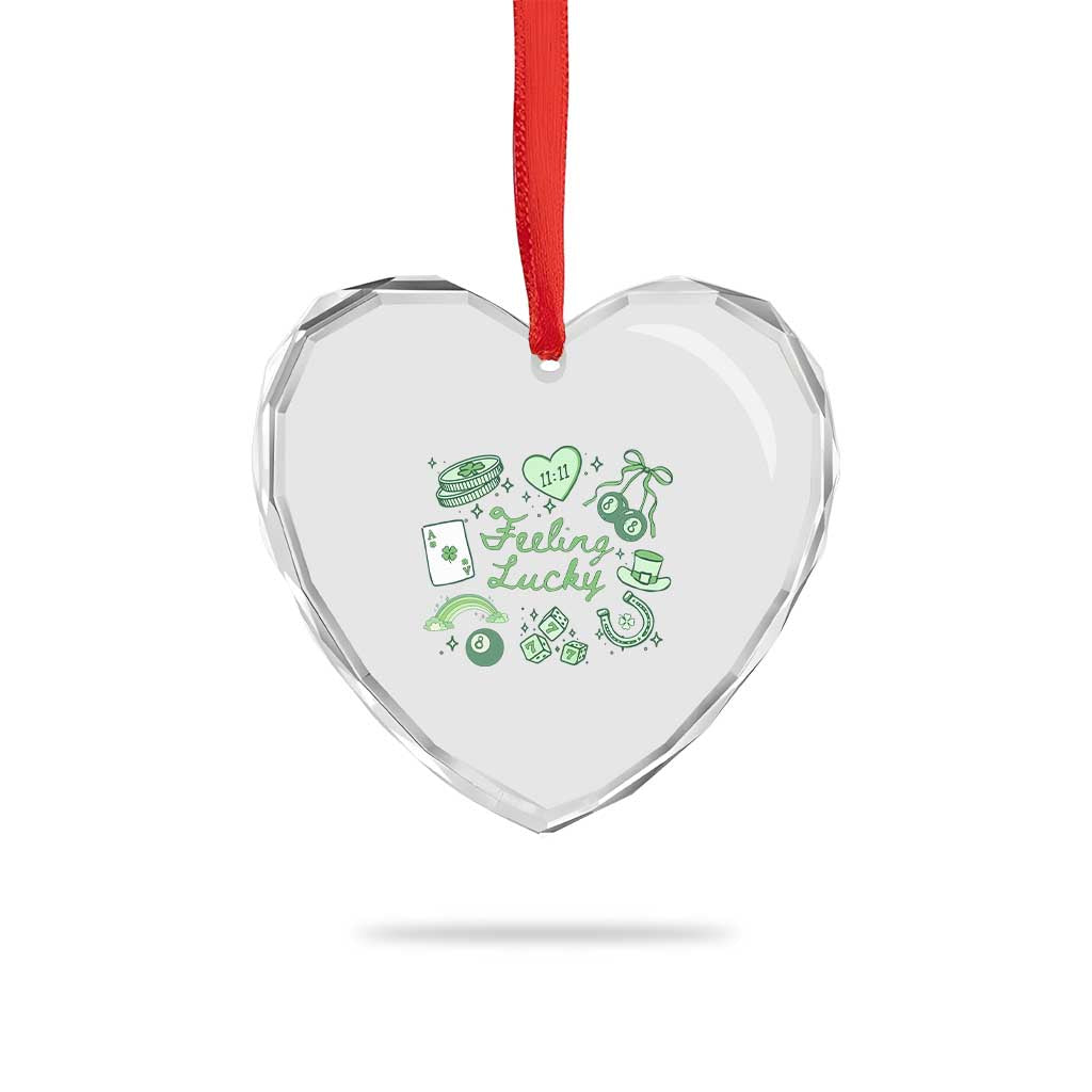 Feeling Lucky St Patricks Day Coquette Shamrock Heart Crystal Glass Ornament TS11 Print Your Wear
