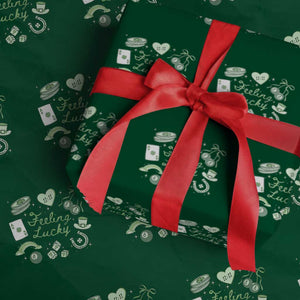 Feeling Lucky St Patricks Day Coquette Shamrock Wrapping Paper Roll TS11 Green Print Your Wear