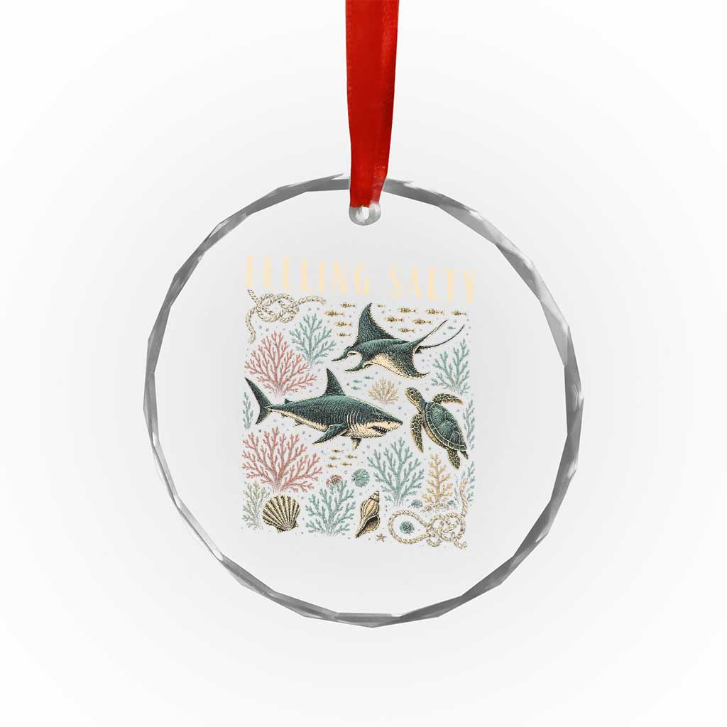 Feeling Salty Shark Lover Vintage Ocean Life Crystal Glass Ornament