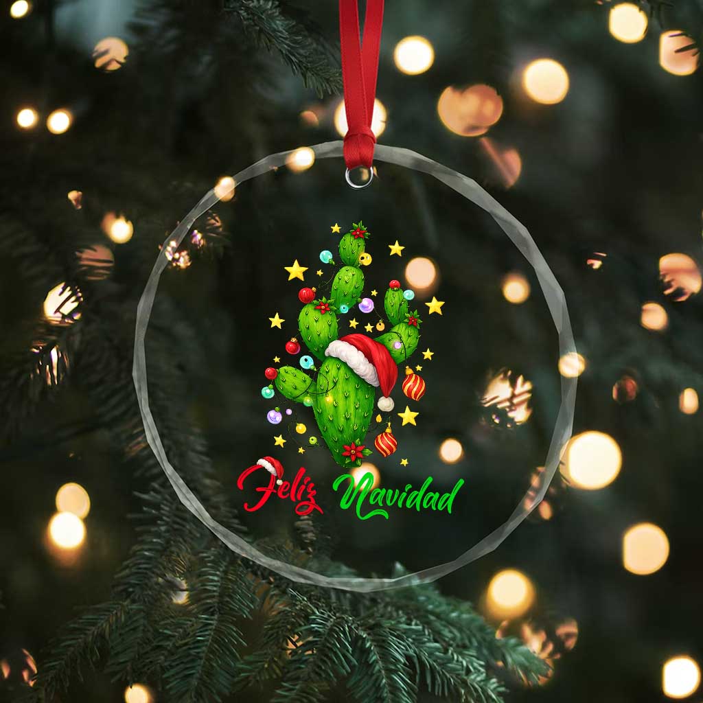 Feliz Navidad Cactus Crystal Glass Ornament Funny Spanish Christmas Gift TS12 Print Your Wear