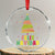 Feliz Navidad Colorful Xmas Tree Spanish Crystal Glass Ornament TS09 Transparent Glass 3'' Circle Print Your Wear