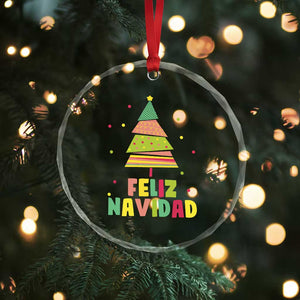 Feliz Navidad Colorful Xmas Tree Spanish Crystal Glass Ornament TS09 Print Your Wear